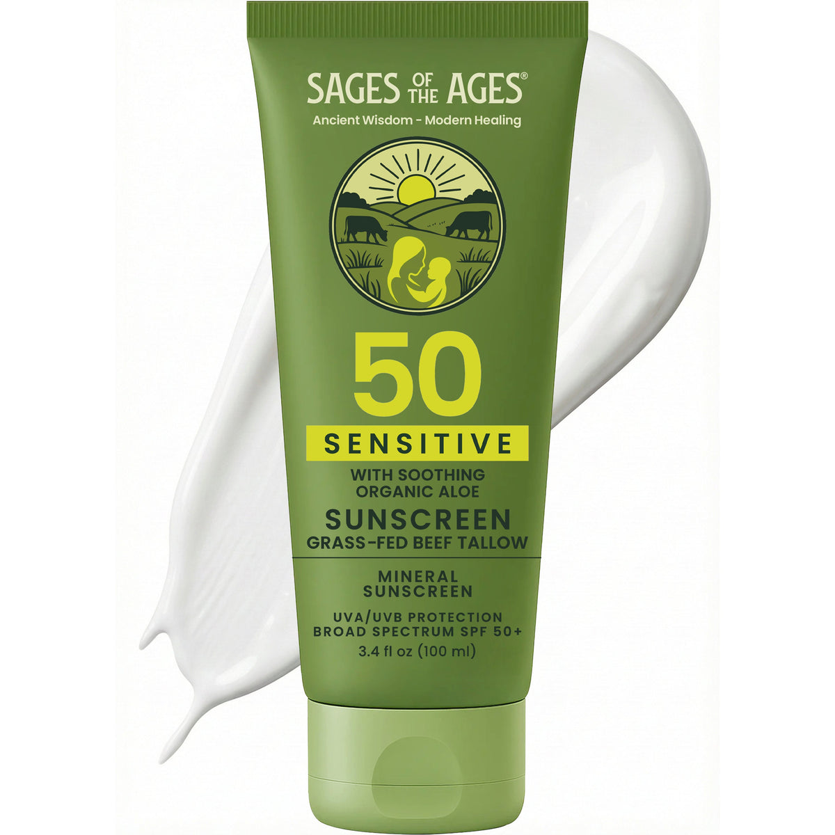 Sages of the Ages grass-fed tallow mineral sunscreen SPF 50
