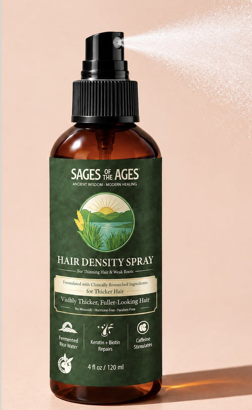 Fermented rice water and rosemary hair spray bottle with a fine mist