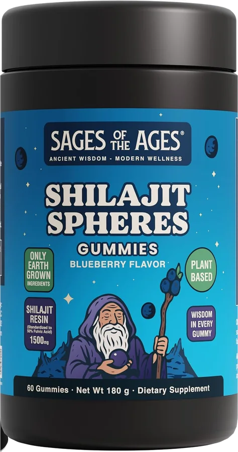 Shilajit Gummies 1500mg – Sugar-Free, Vegan, Plant-Based, 60 Count